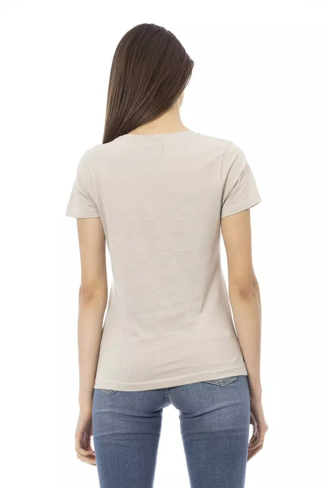 Trussardi Action Elegant V-Neck Tee with Chic Front Print