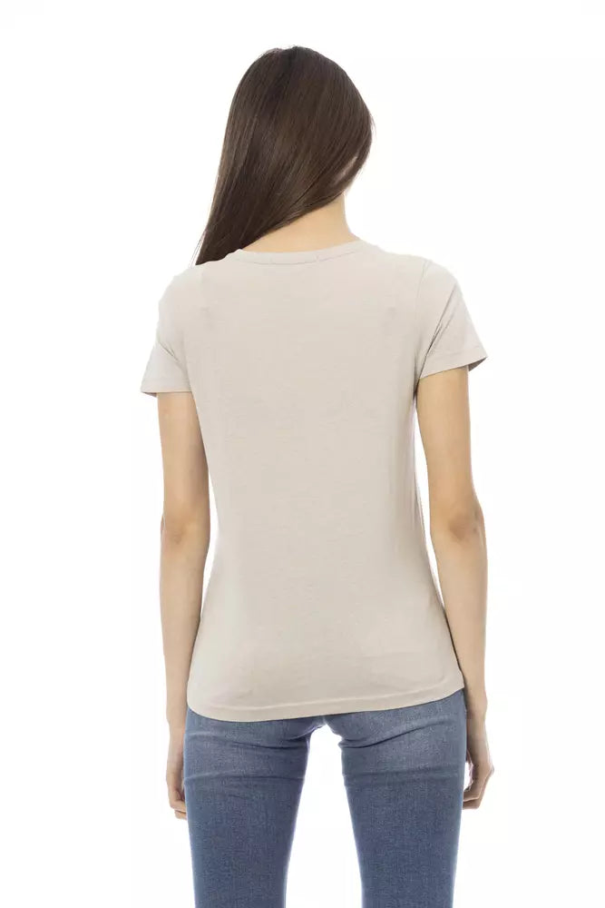 Trussardi Action Elegant Beige Short Sleeve Round Neck Tee