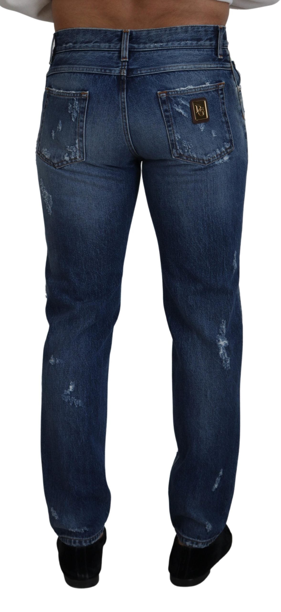 Dolce & Gabbana Chic Tattered Denim Pants for the Modern Man