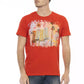 Trussardi Action Vibrant Red Round Neck Tee with Graphic Print