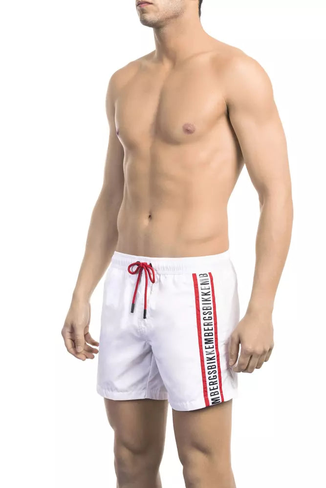 Bikkembergs White Polyamide Men Swim Short