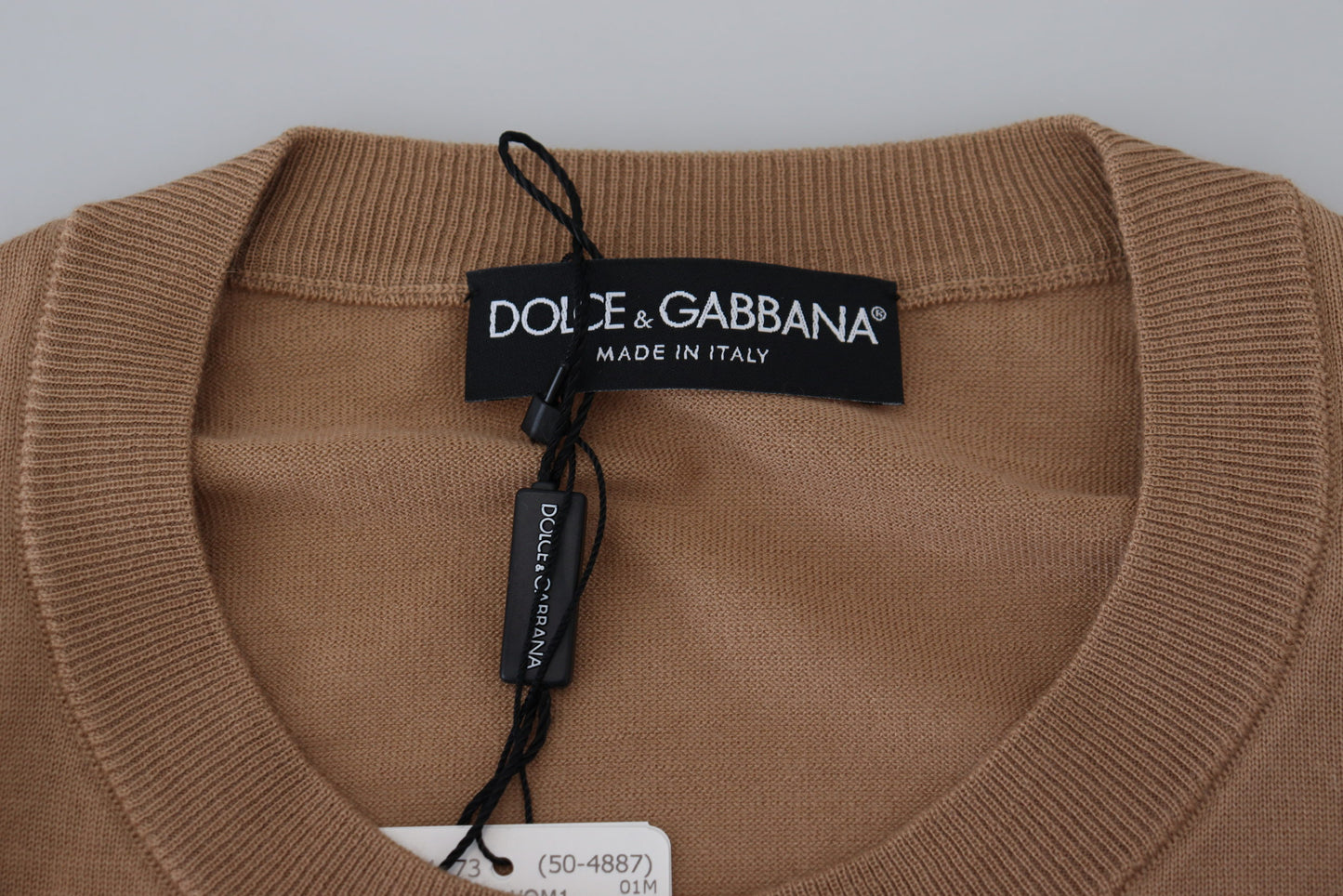 Dolce & Gabbana Beige Cashmere Crewneck Pullover Sweater