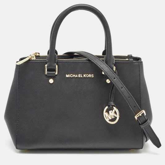 Michael Kors Black Leather Medium Sutton Tote