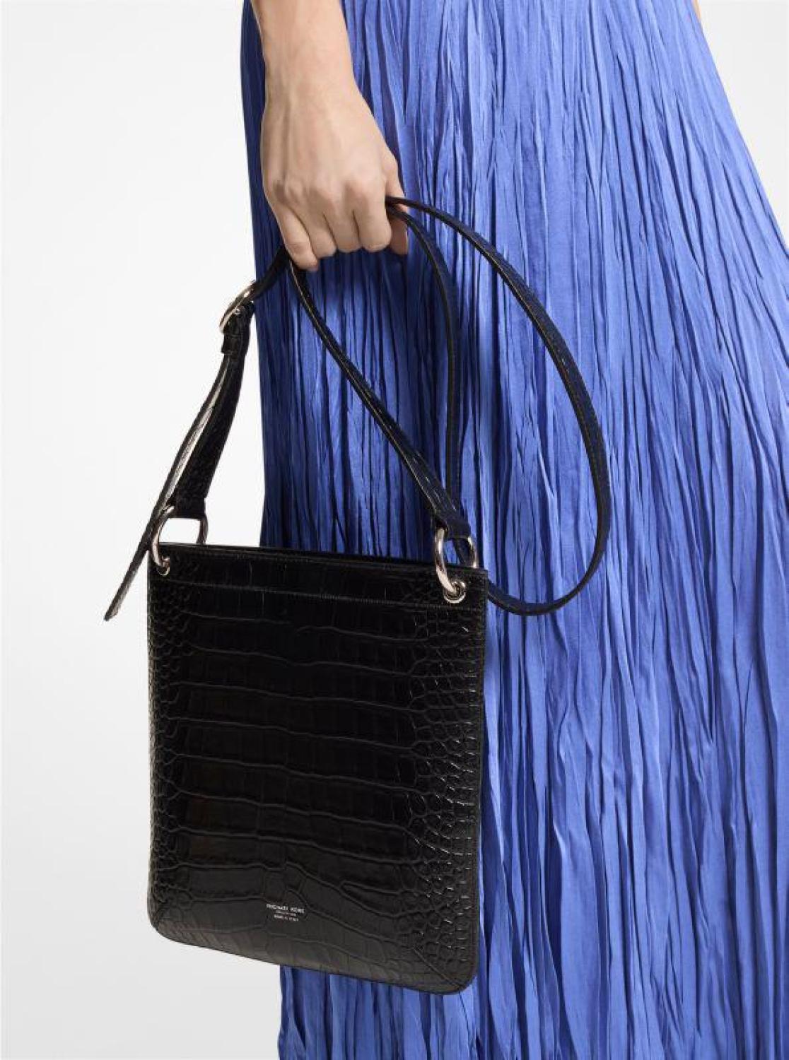 Tate Small Crocodile Embossed Patent Leather Crossbody Bag