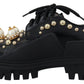 Dolce & Gabbana Timeless Black Leather Derby Flats with Glam Accents