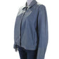 'S Max Mara Womens Leather Full Zipper Long Sleeves Jacket Blue