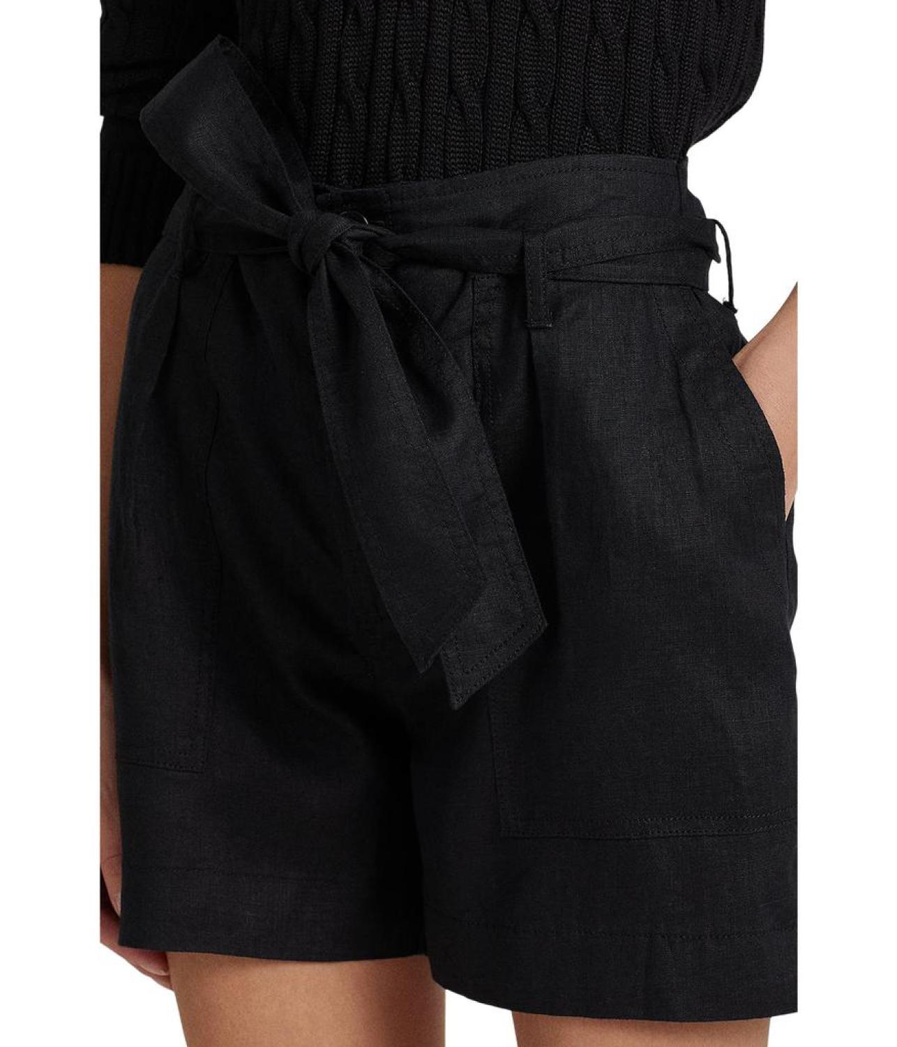 Belted Linen Shorts