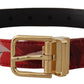 Dolce & Gabbana Red Multicolor Leather Belt with Gold-Tone Buckle