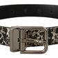 Dolce & Gabbana Elegant Black Marble Print Leather Belt