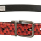 Dolce & Gabbana Elegant Red Leather Belt with Silver Buckle