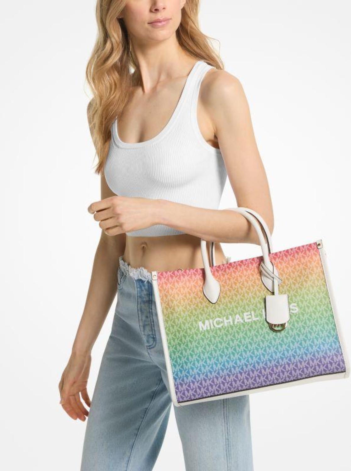 Mirella Medium Rainbow Logo Tote Bag