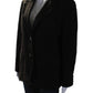 Women's Collared Long Sleeves Line Two Button Blazer Brown