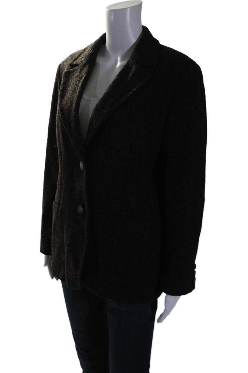 Women's Collared Long Sleeves Line Two Button Blazer Brown