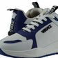 Versace Elegant Blue and White Leather Sneakers