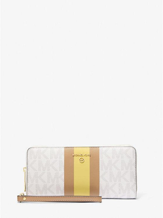 Jet Set Charm Large Signature Logo Stripe Continental Wallet