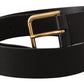 Dolce & Gabbana Elegant Black Leather Belt with Gold-Tone Buckle