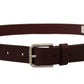 Dolce & Gabbana Elegant Maroon Leather Belt with Logo Buckle