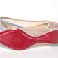 Christian Louboutin Silver Rose Flat Point Crystals Toe Shoe