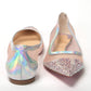 Christian Louboutin Silver Rose Flat Point Crystals Toe Shoe