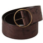 Dolce & Gabbana Elegant Dark Brown Leather Belt with Logo Buckle