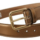 Dolce & Gabbana Elegant Bronze Leather Belt with Logo Buckle