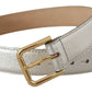 Dolce & Gabbana Elegant Silver Leather Belt with Engraved Buckle