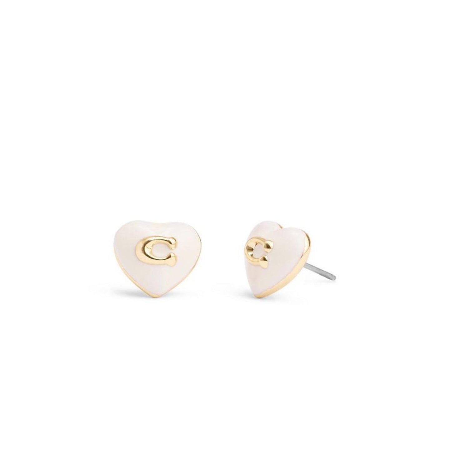 White Signature Enamel Heart Stud Earrings