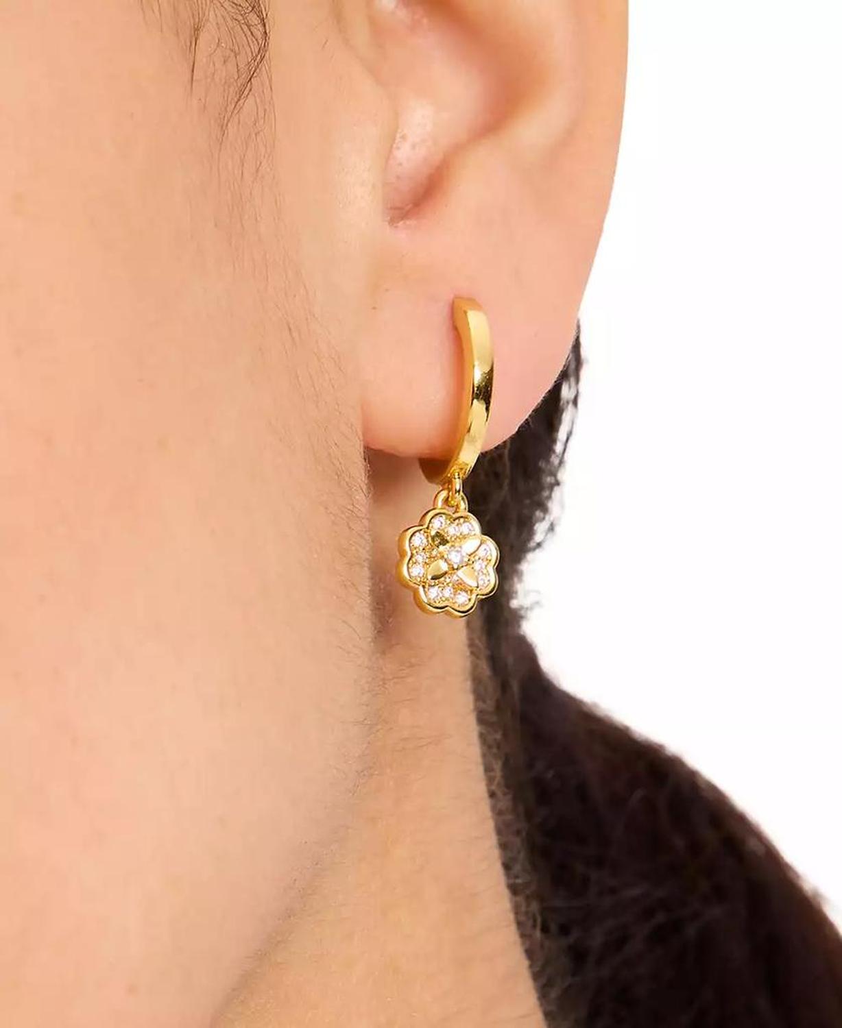 Heritage Bloom Huggie Drop Earrings