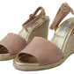 Prada Elegant Suede Ankle Strap Wedge Sandals