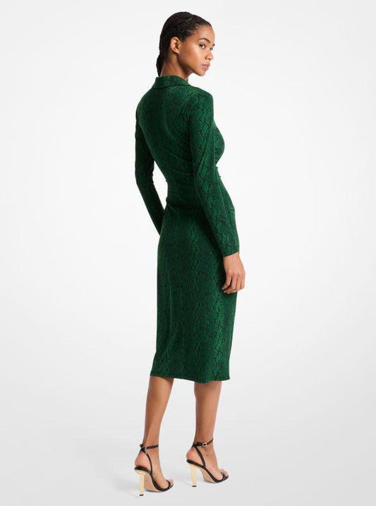 Stretch Matte Jersey Snake Print Dress