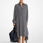 Striped Silk Crepe De Chine Cascade Shirtdress