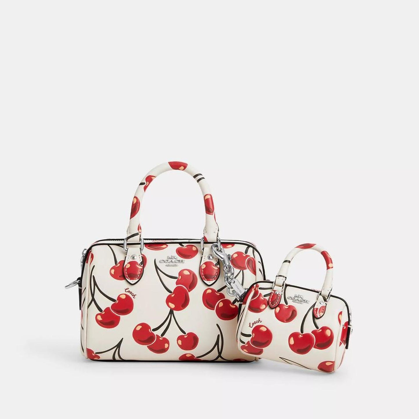 Mini Rowan Bag Charm With Cherry Print