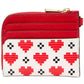 Devin Pixel Hearts Embossed Saffiano Leather Card Case Wristlet