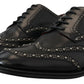 Dolce & Gabbana Elegant Studded Black Derby Shoes