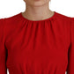 Dolce & Gabbana Elegant Red Silk A-Line Knee Length Dress