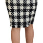 Dolce & Gabbana Elegant Houndstooth High-Waist Knee-Length Skirt