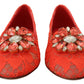 Dolce & Gabbana Elegant Lace Vally Flats in Coral Red