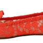 Dolce & Gabbana Elegant Lace Vally Flats in Coral Red