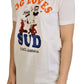 Dolce & Gabbana Elegant White Crew Neck Tee with Colorful Print