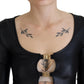 Dolce & Gabbana Elegant Black 3/4 Sleeve Top with Gold Detailing