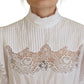 Dolce & Gabbana Elegant White Lace Trim Cotton Blouse