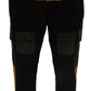 Dolce & Gabbana Elegant Black Tapered Trousers with Yellow Accent