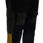 Dolce & Gabbana Elegant Black Tapered Trousers with Yellow Accent