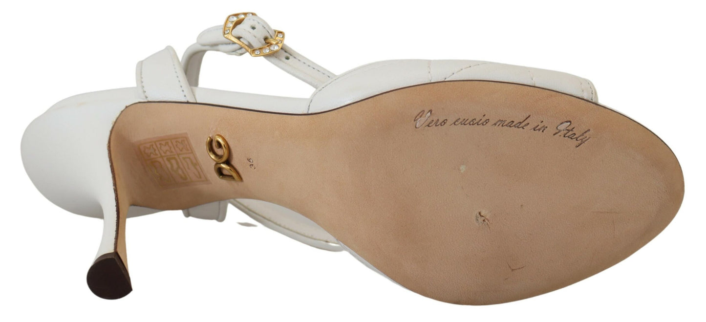 Dolce & Gabbana Devotion Embellished White Leather Stilettos