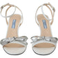 Prada Elegant Silver-White Leather Strap Heels