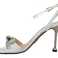 Prada Elegant Silver-White Leather Strap Heels