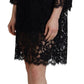 Dolce & Gabbana Elegant Black Floral Lace Shift Dress