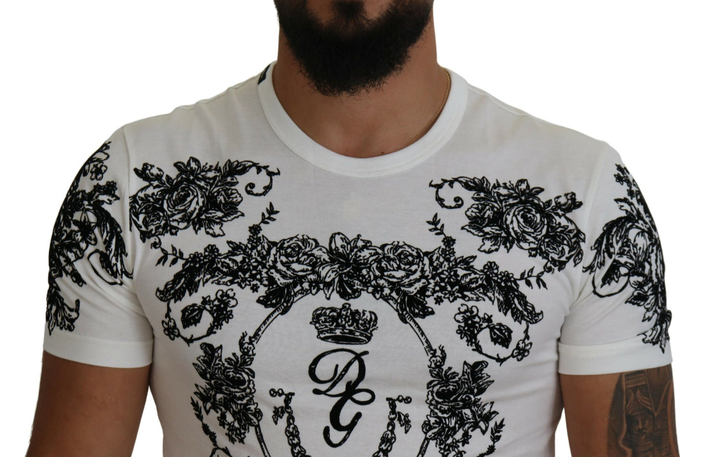 Dolce & Gabbana Elegant Floral Crown Tee