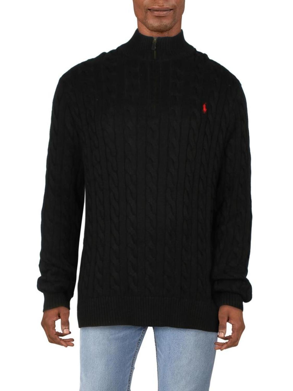 Big & Tall Mens Ribbed Trim  Cotton Pullover Sweater