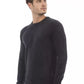 Alpha Studio Black Wool Men Sweater